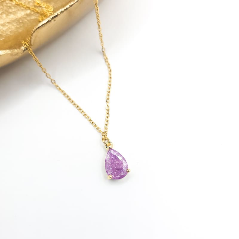 Mauve Tear Necklace gold