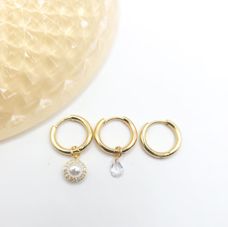 Pearl Eye Set Earrings gold