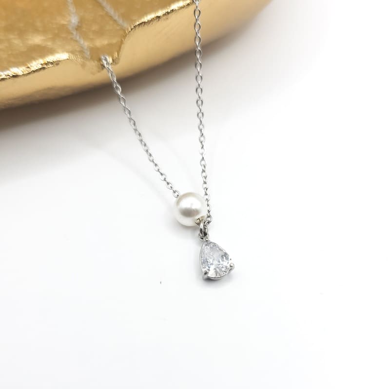 Pearl Drop Necklace silver
