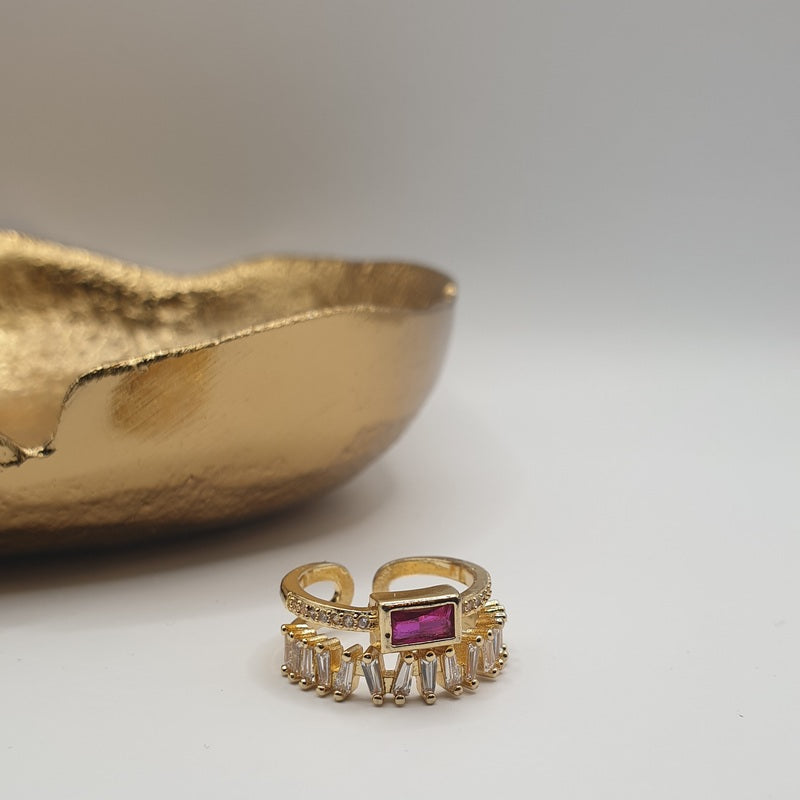 Hailey Ring pink stone gold