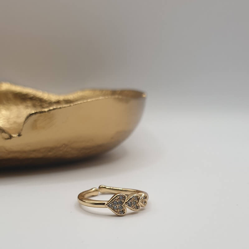 3 Hearts Ring gold