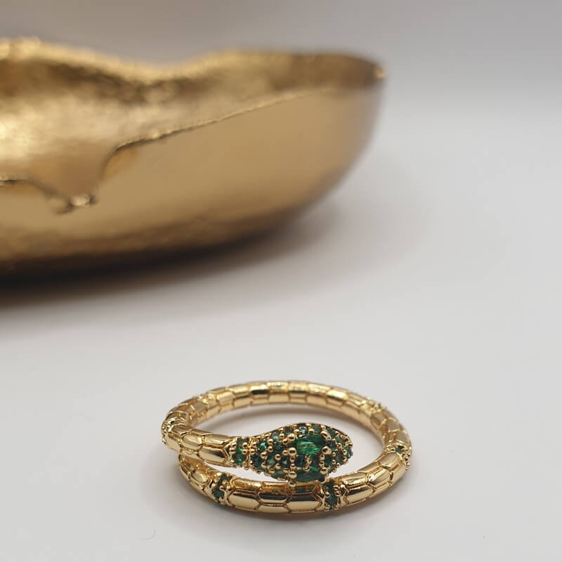 Greeneye Snake Ring gold
