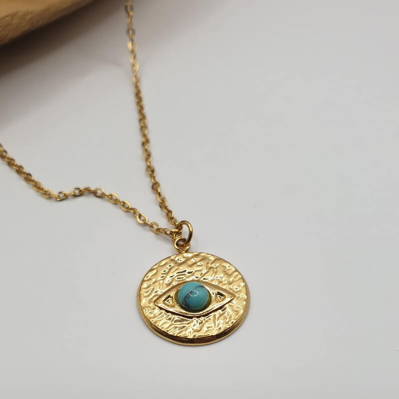 Aqua Eye Necklace gold