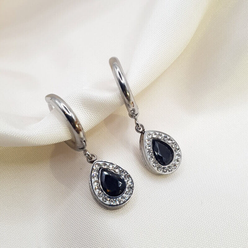 Black Tear Earrings silver