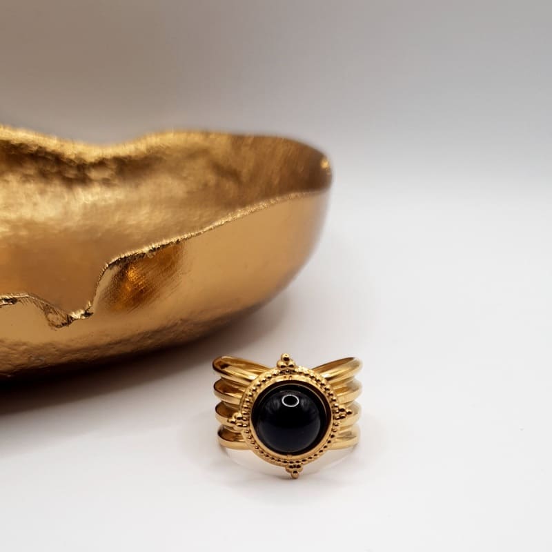Aisha Ring black gold