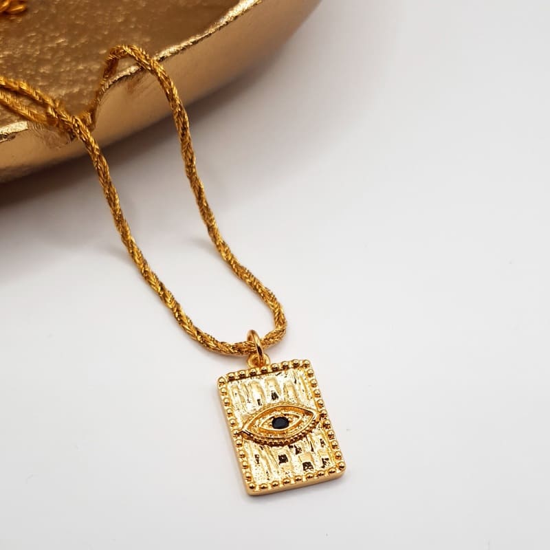 Onyx Eye Necklace gold