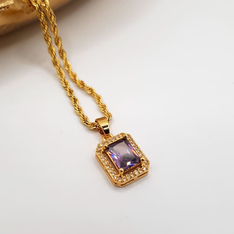 Tiara Purple Necklace gold