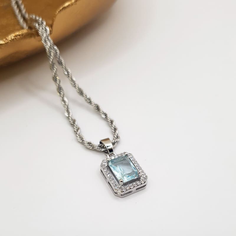 Tiara Βlue Necklace silver