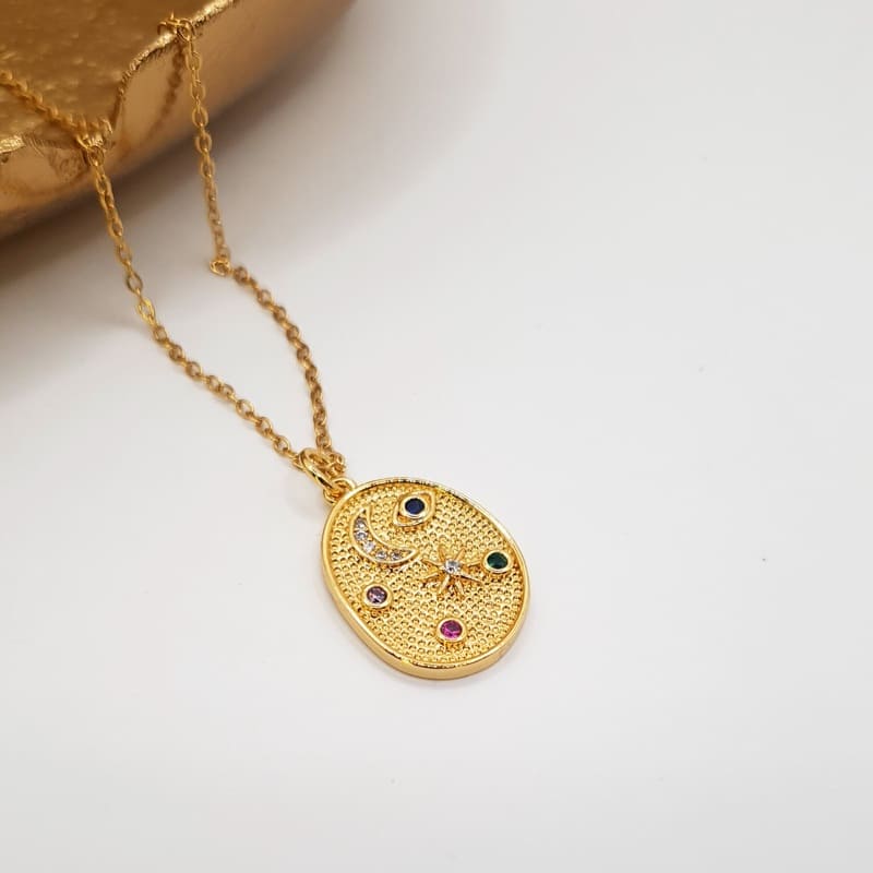 Stone Moon Necklace gold
