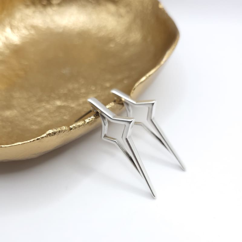 Pointy Star Earrings Silver