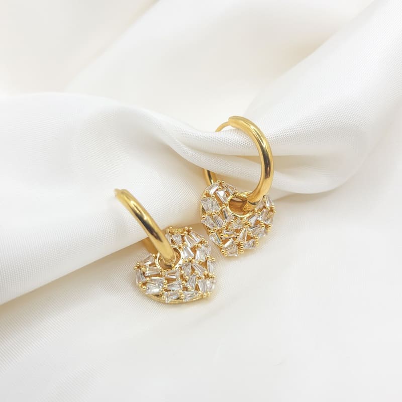Sparkling Heart Earrings gold