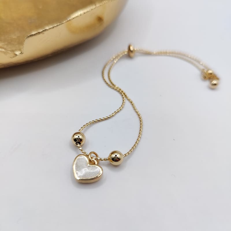 Glitter Heart Bracelet gold